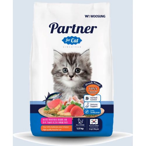 Woosung Partner for Cat – Thức ăn hạt vị cá ngừ & hồng sâm dành cho mèo ở mọi giai đoạn