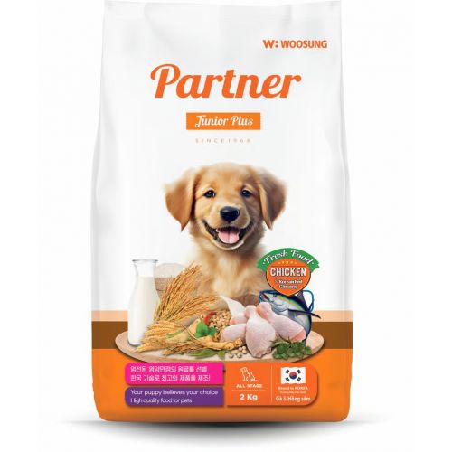 Woosung Partner Junior Plus – Thức ăn hạt vị gà & hồng sâm dành cho chó ở mọi giai đoạn